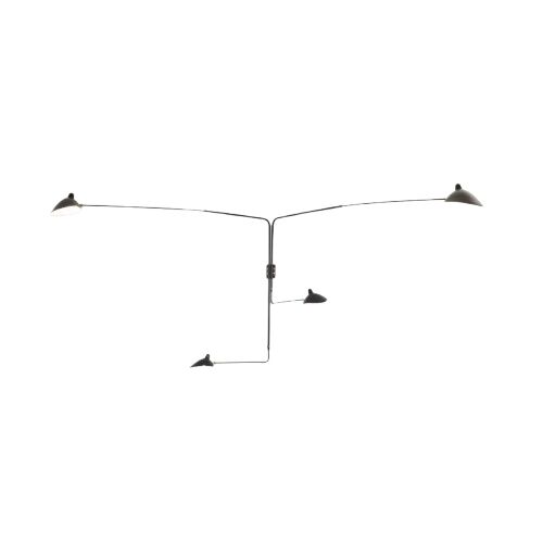 4 Roterande Raka Armar V&auml;gglampa Svart