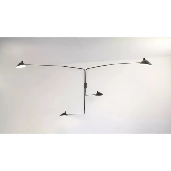 4 Rotating Straight Arms Væglampe Sort