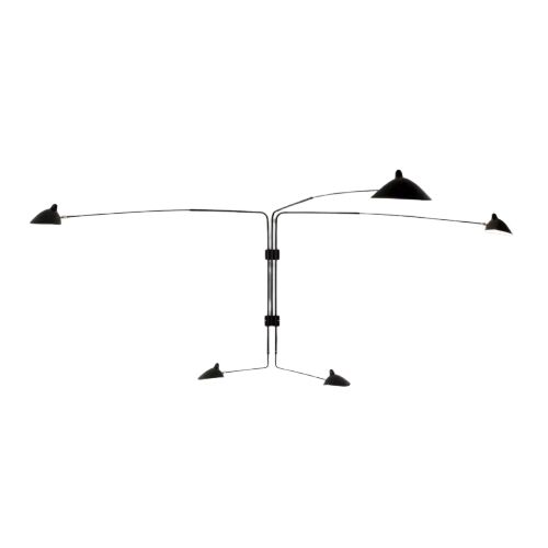 5 Roterande Raka Armar V&auml;gglampa Svart