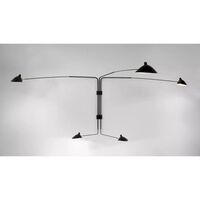 5 Rotating Straight Arms Wall Lamp Black