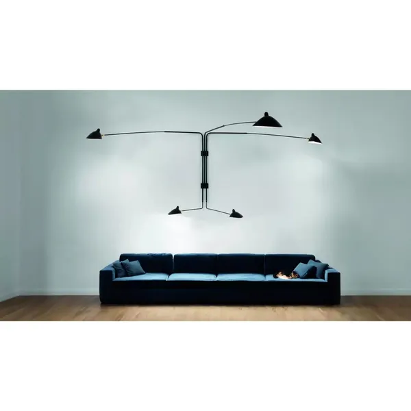 5 Rotating Straight Arms Wall Lamp Black