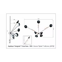 Spider 7 Fixed Arms Wall Lamp Black