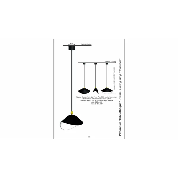 Bibliothèque Ceiling Light Black