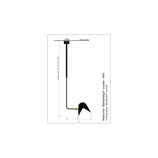 Bibliothèque Curved Ceiling Light Black