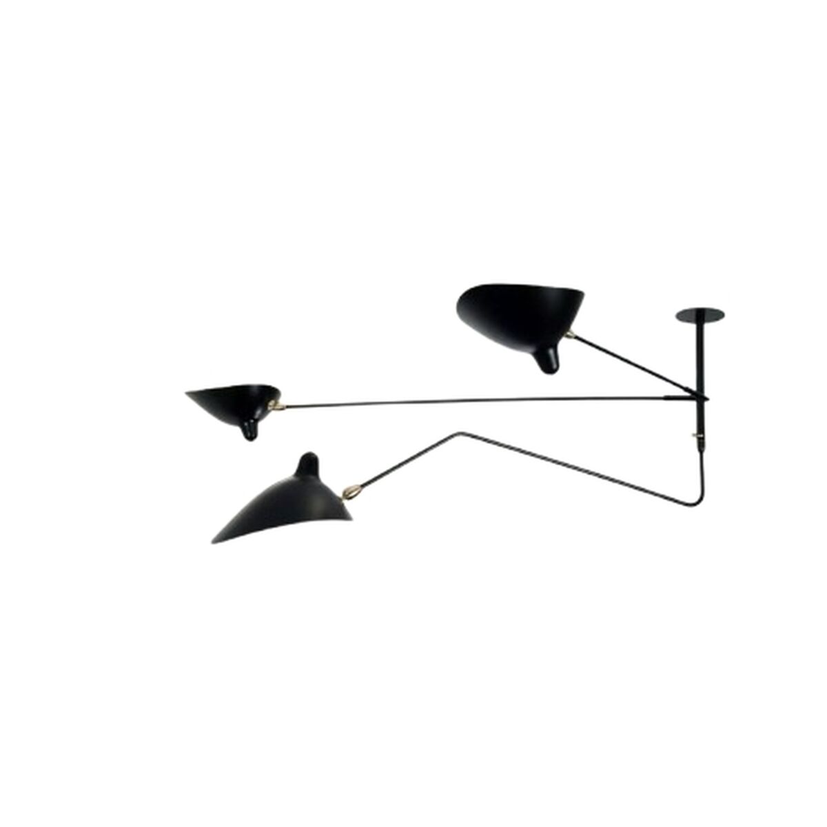2 Still Arms & 1 Curved Ceiling Light Black
