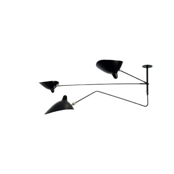 2 Still Arms & 1 Curved Ceiling Light Black