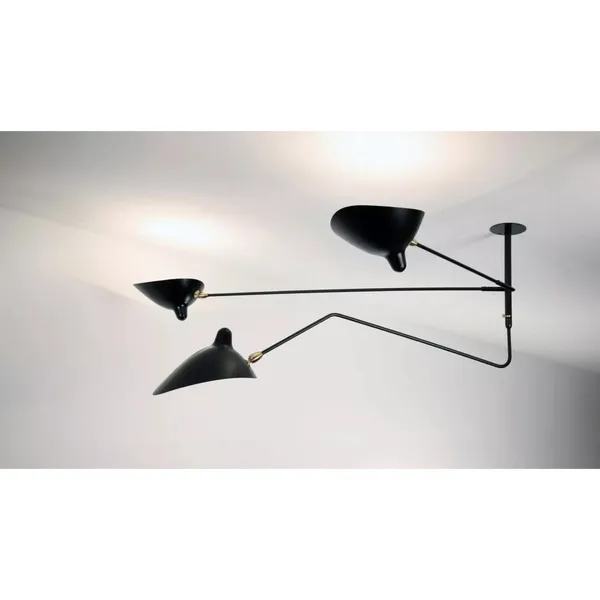 2 Still Arms & 1 Curved Ceiling Light Black