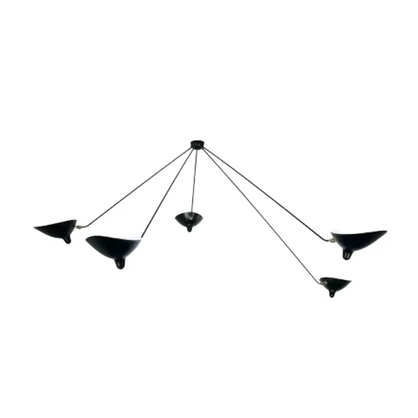 Spider 5 Fixed Eagles Arms Ceiling Light Black
