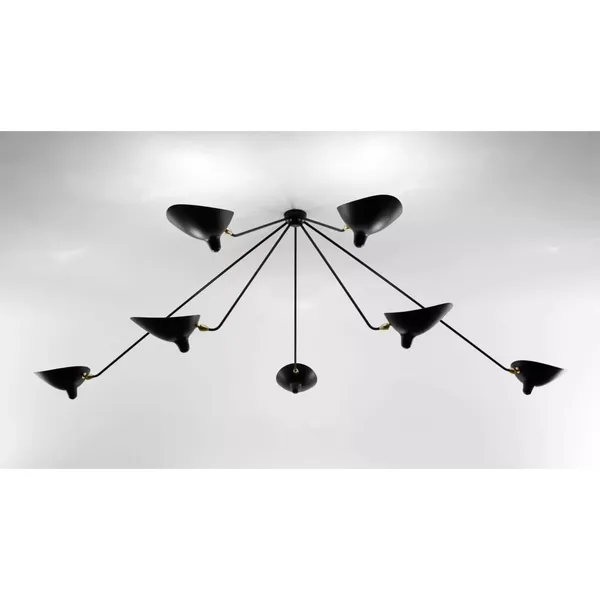 Spider 7 Fixed Arms Ceiling Light Black