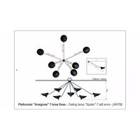 Spider 7 Fixed Arms Ceiling Light Black