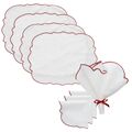 Gia Textilset 4 Platzsets + 4 Servietten Weiß/Burgundy