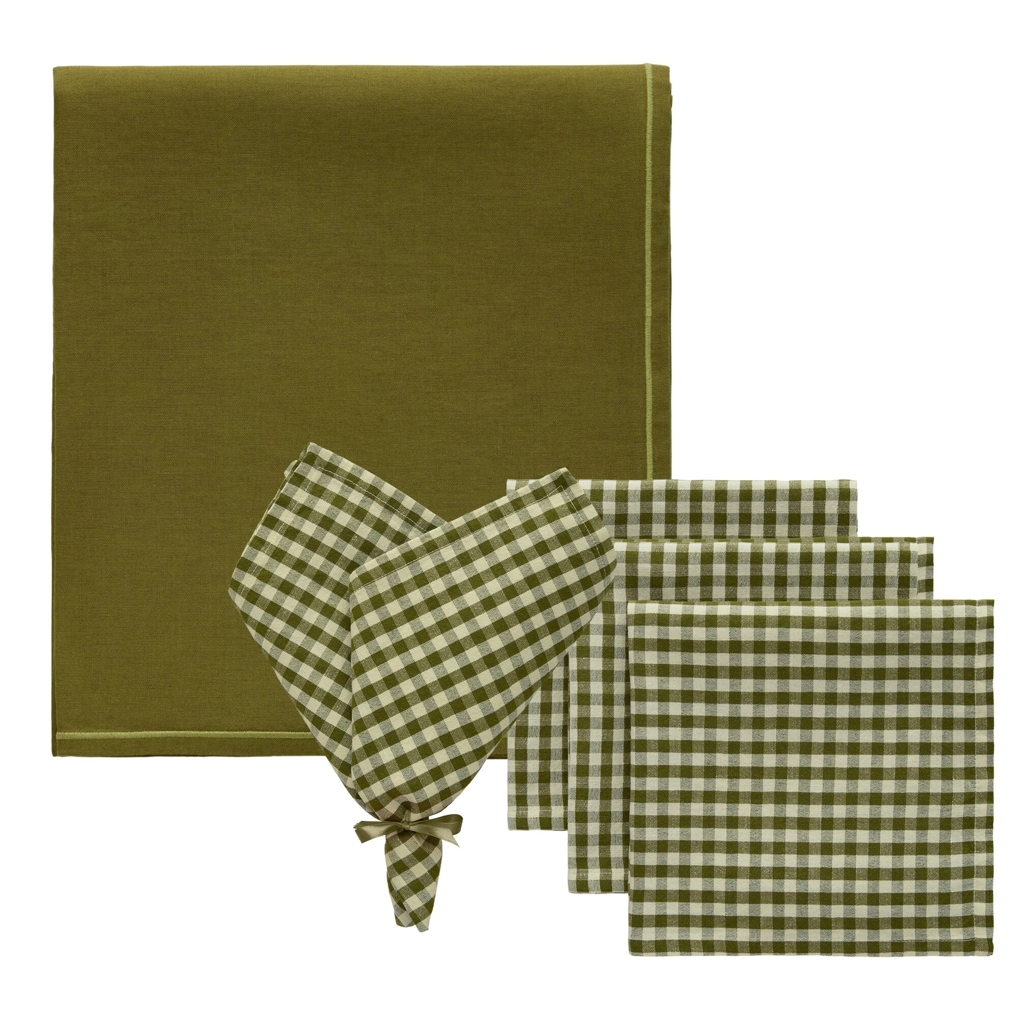 Oliva & Sienne Set Textile 4 Serviettes + 1 Nappe Olive