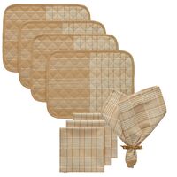 Rita Set Textile 4 Sets de Table + 4 Serviettes Blanc/Beige