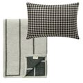 Noomi & Carmen Set Textile 1 Coussin + 1 Plaid Noir/Vert/Naturel