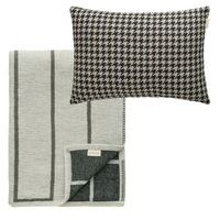 Noomi & Carmen Set Textile 1 Coussin + 1 Plaid Noir/Vert/Naturel