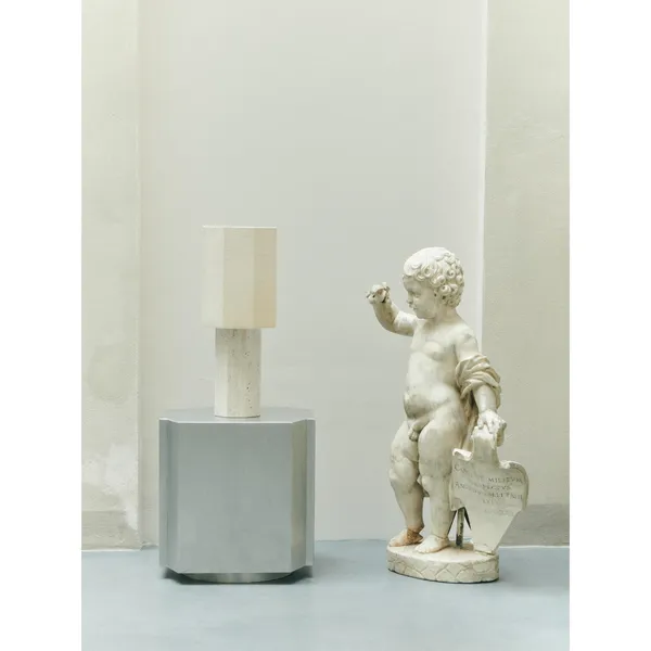Eight Over Eight Table Lamp Large White Marble/Jute White