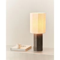 Eight Over Eight Table Lamp Small Gray Marble/Jute White
