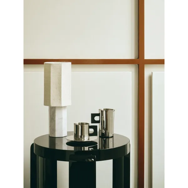 Eight Over Eight Table Lamp Small Gray Marble/Jute White