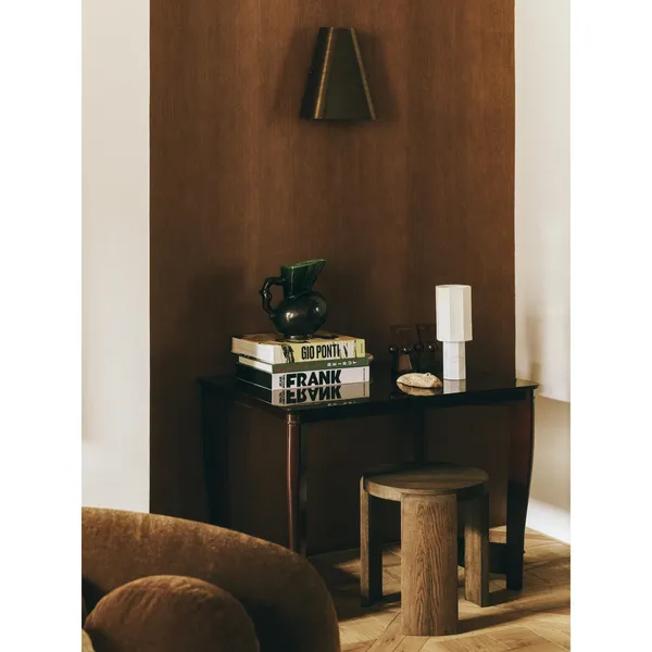 Eight Over Eight Table Lamp Small Gray Marble/Jute White