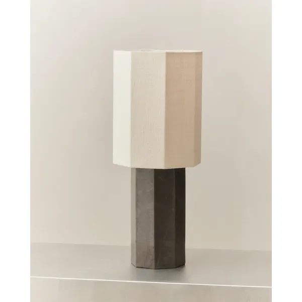 Eight Over Eight Table Lamp Large Gray Marble/Jute White