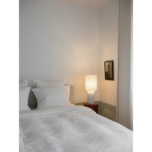 Eight Over Eight Table Lamp Large Gray Marble/Jute White