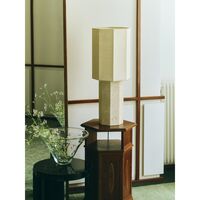 Eight Over Eight Table Lamp Large Gray Marble/Jute White