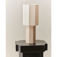 Eight Over Eight Table Lamp Small Travertine/Jute White