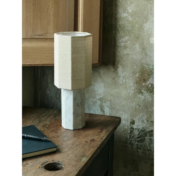 Eight Over Eight Table Lamp Small Travertine/Jute White