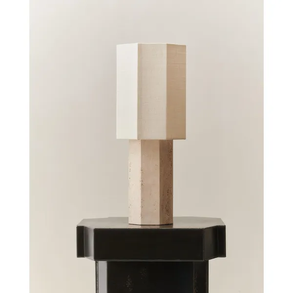 Eight Over Eight Table Lamp Large Travertine/Jute White