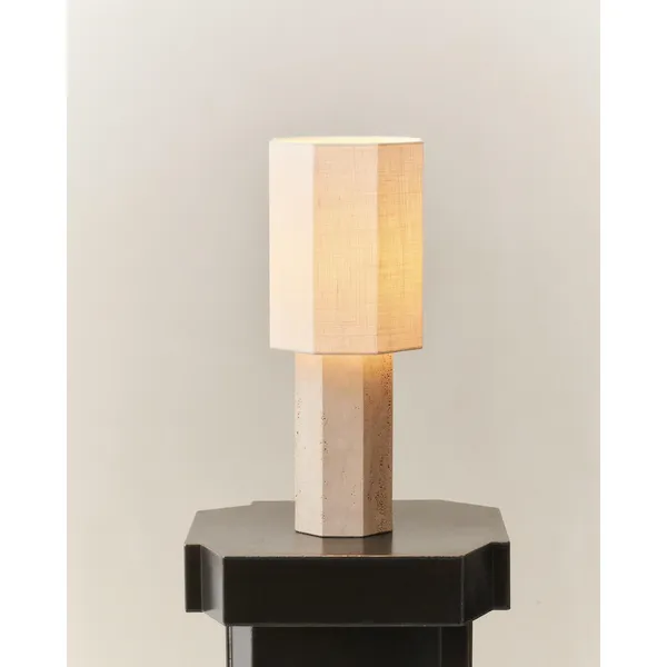 Eight Over Eight Table Lamp Large Travertine/Jute White