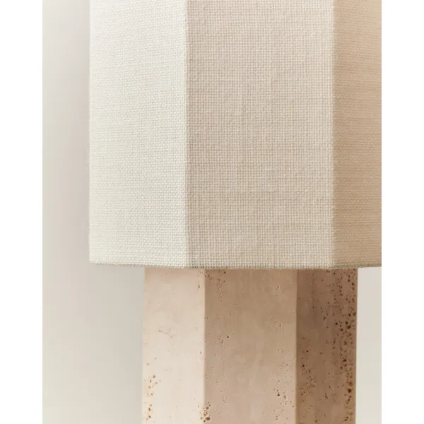 Eight Over Eight Table Lamp Large Travertine/Jute White