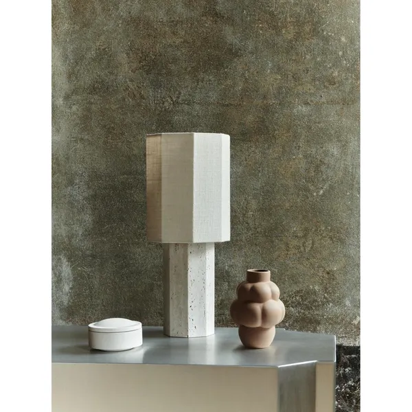 Eight Over Eight Table Lamp Large Travertine/Jute White
