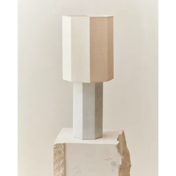 Eight Over Eight Table Lamp Grande Travertine/Jute White