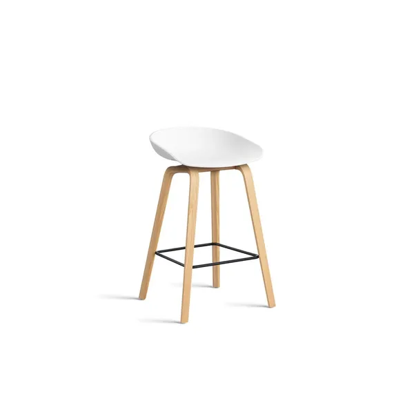 AAS32 Bar Stool H65 Oak/Steel/ White