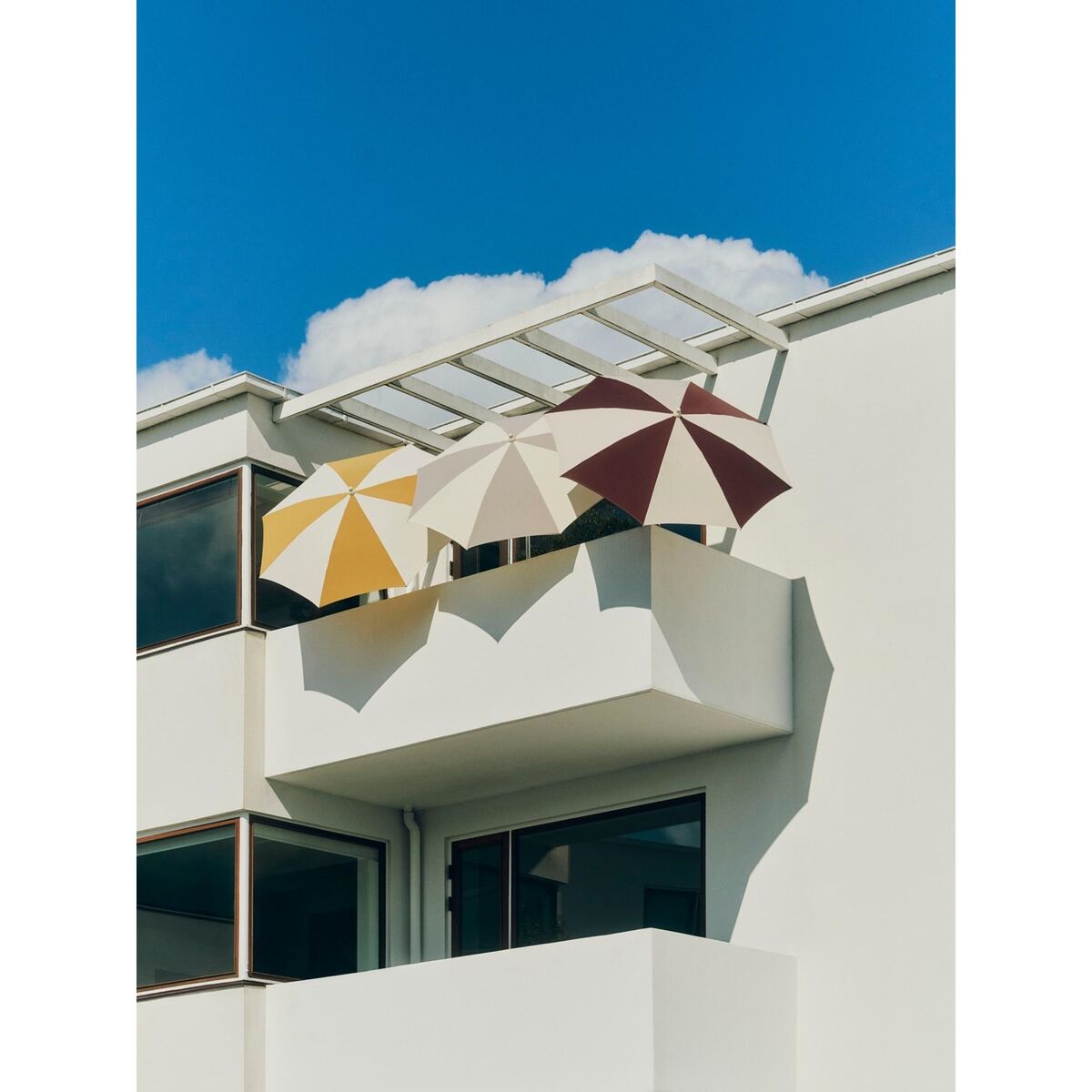 Terrazza Octagon Parasol Off-White/Burgundy