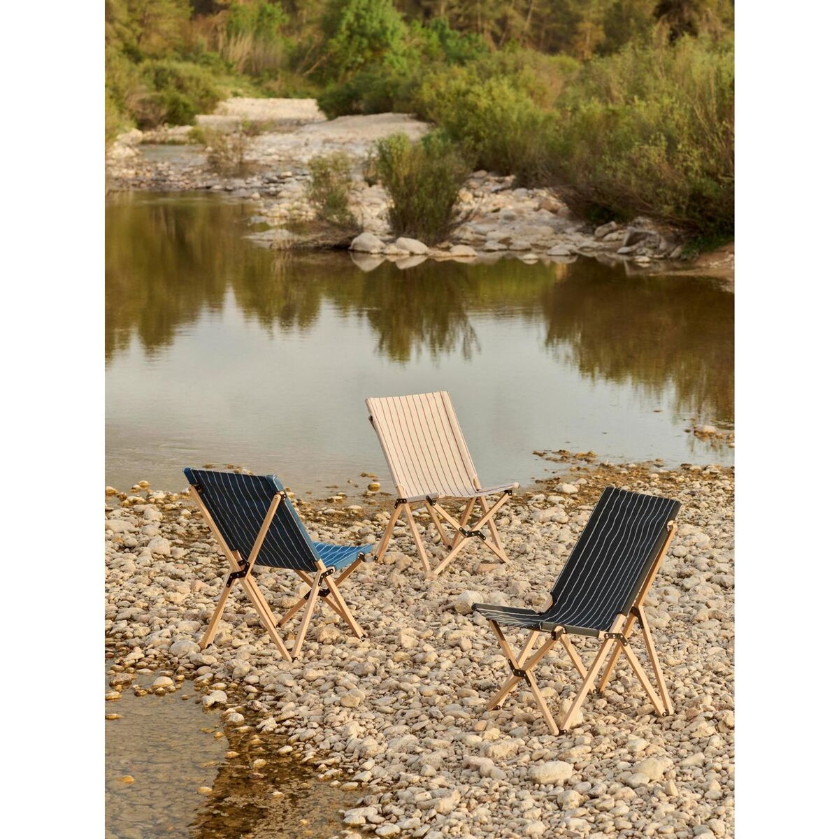 Outdoor Markt-Klappstuhl Schwarz/ Beige