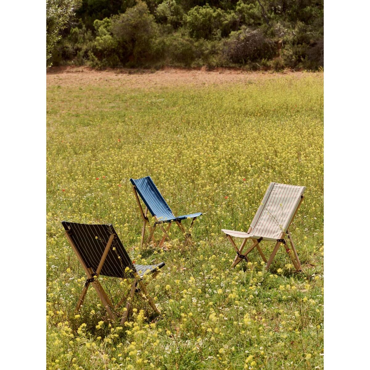 Outdoor Markt-Klappstuhl Schwarz/ Beige