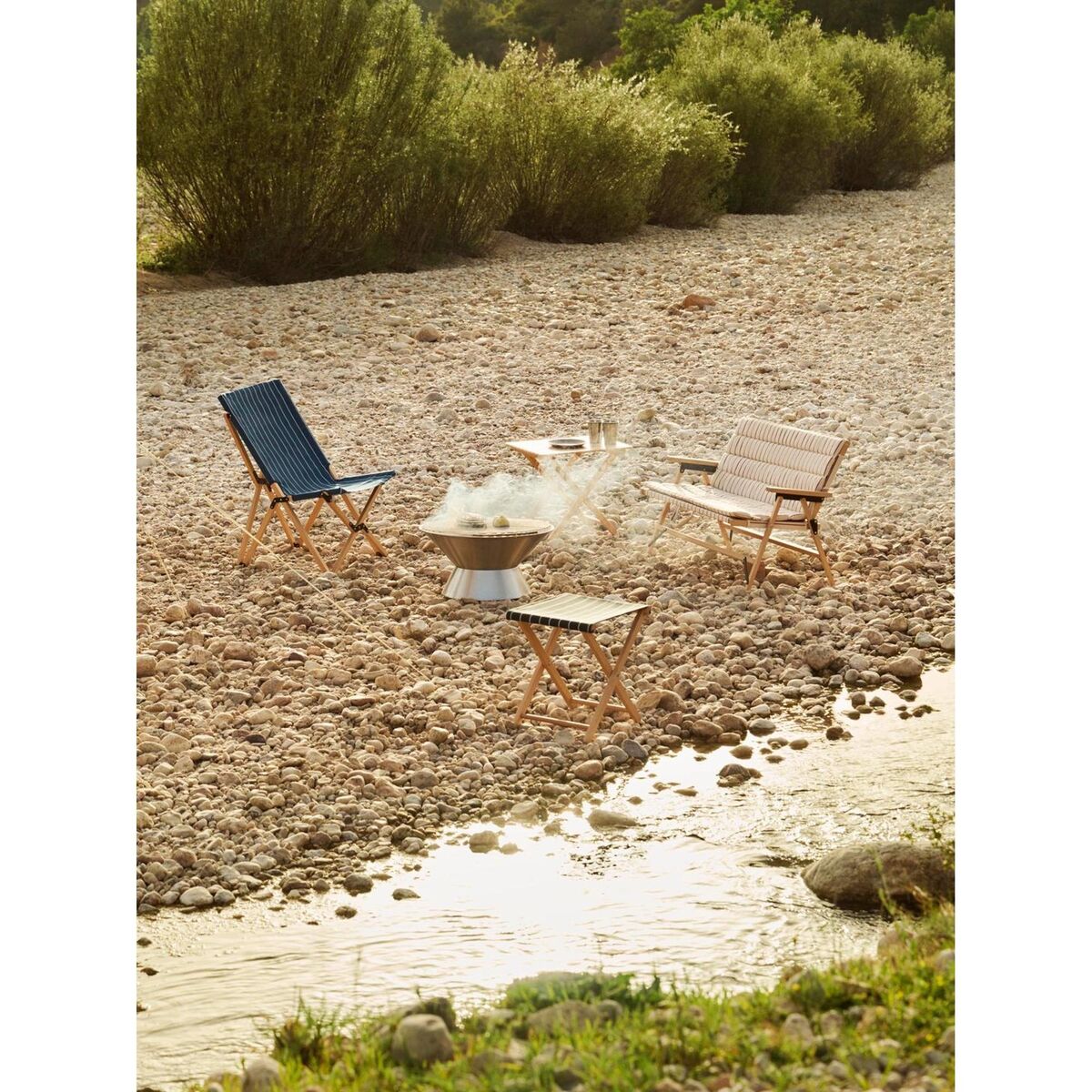 Outdoor Markt-Klappstuhl Schwarz/ Beige