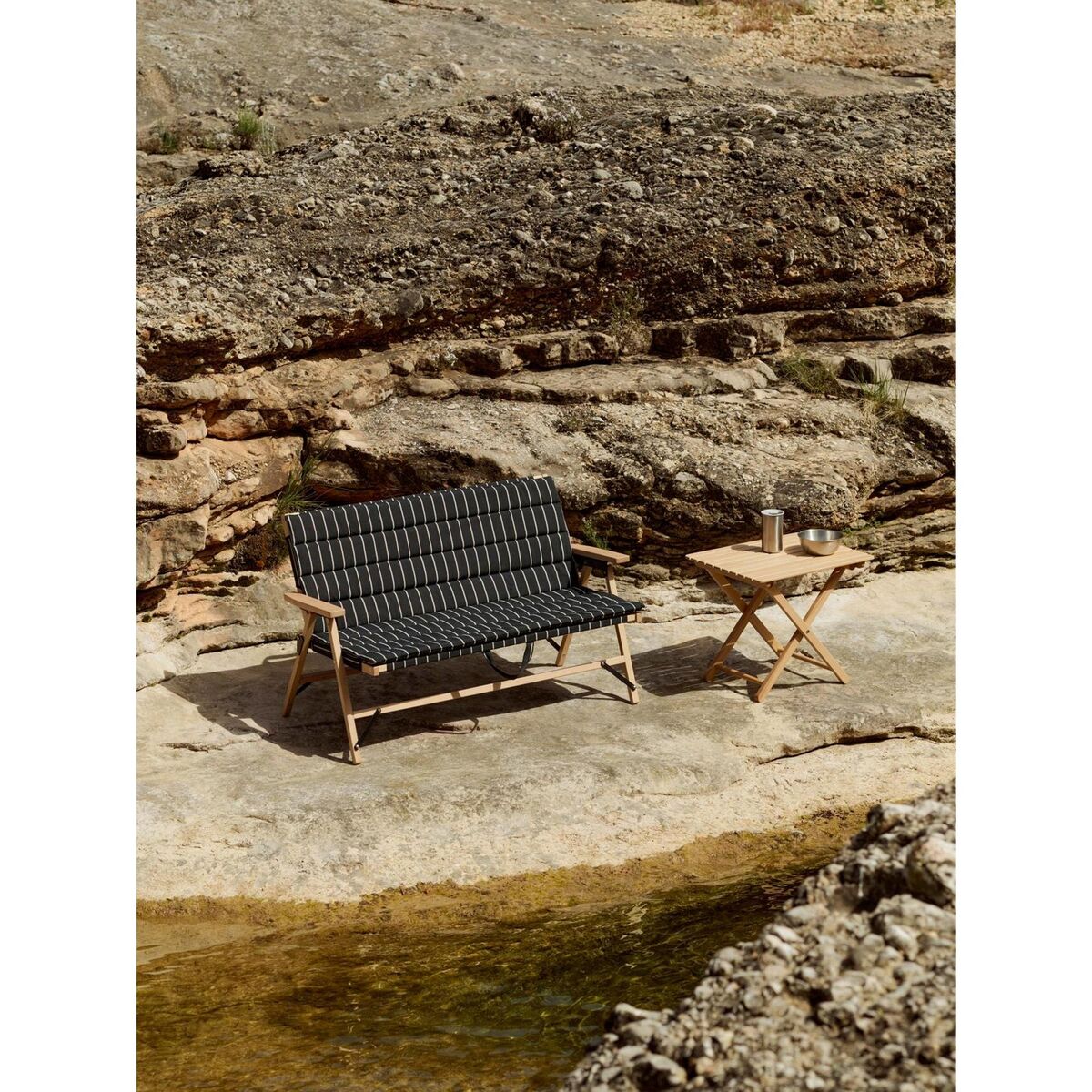 Outdoor-Marktsofa Schwarz/ Beige