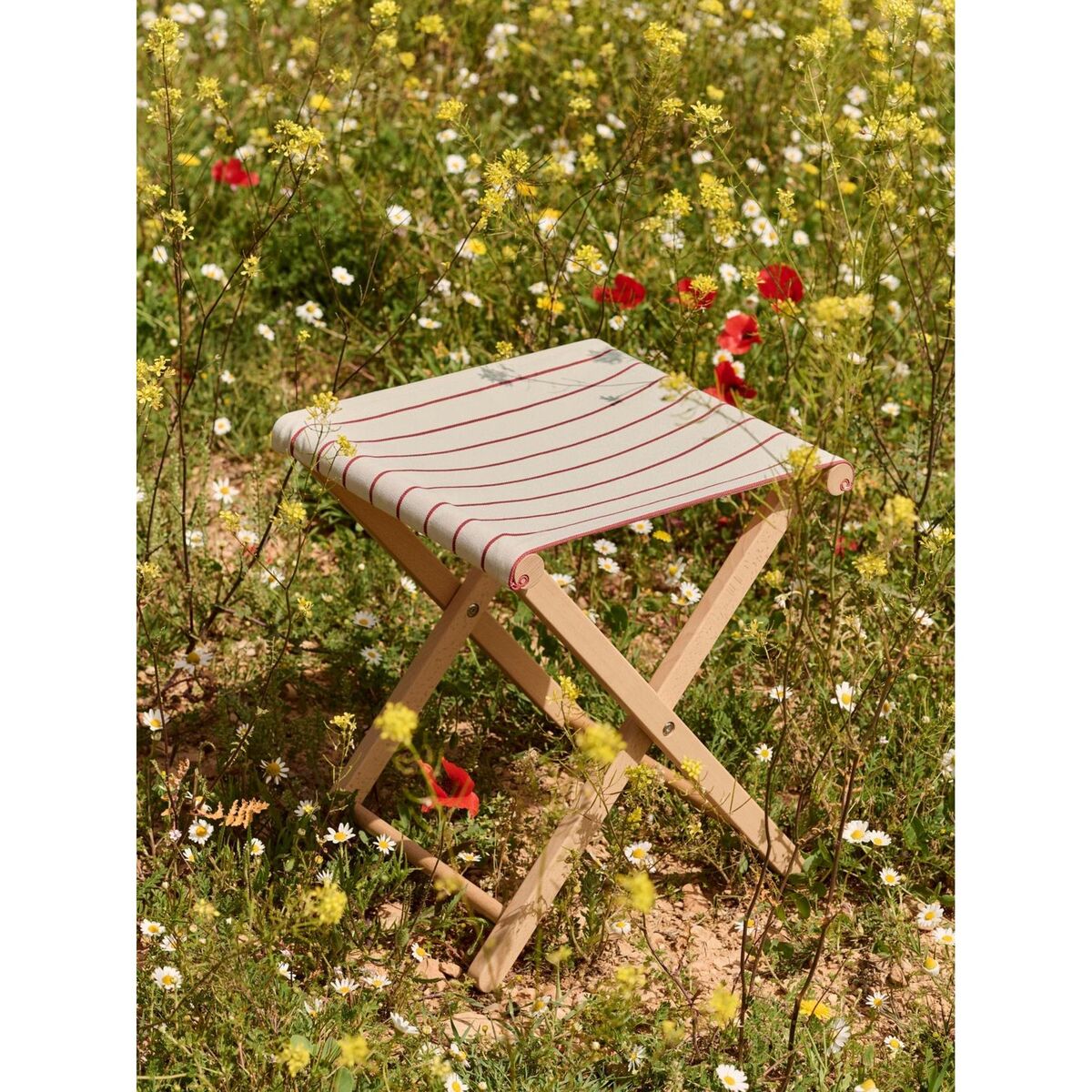 Taburete de Exterior Beige/ Rojo