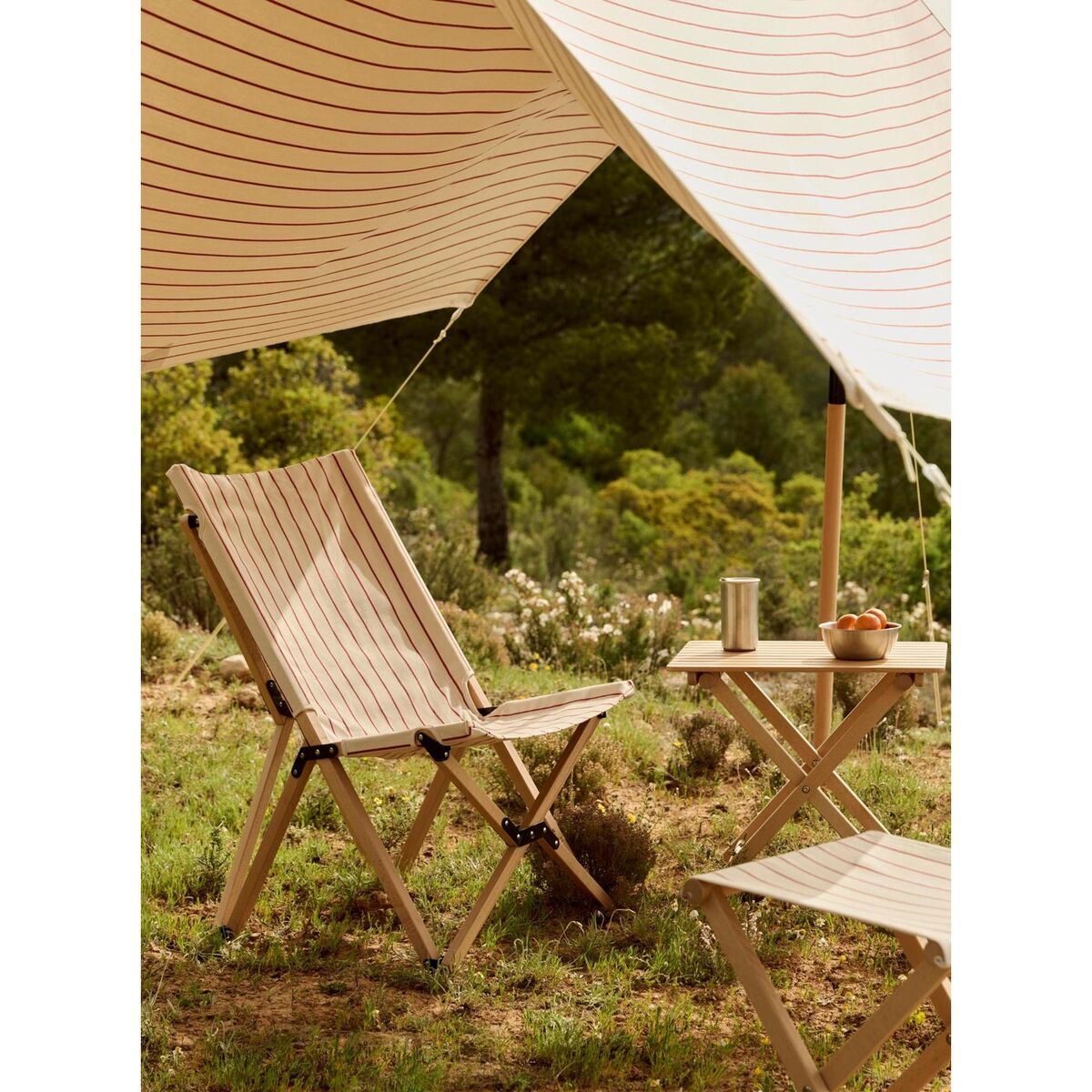 Taburete de Exterior Beige/ Rojo