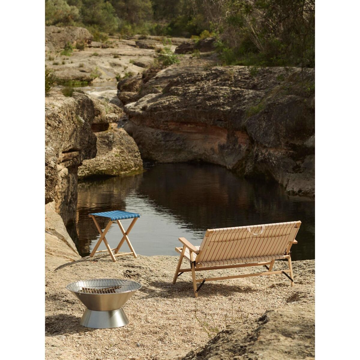 Outdoor Marktkruk Blauw/ Beige
