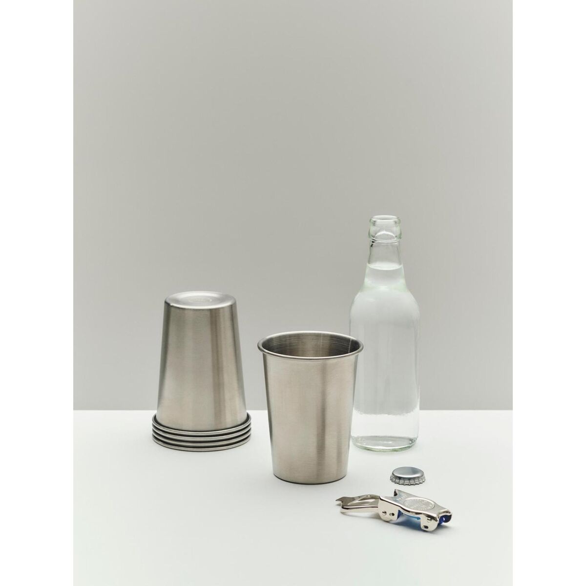 Juego de 2 Tazas de Mercado Al Aire Libre , Tamaño Mediano, Plata