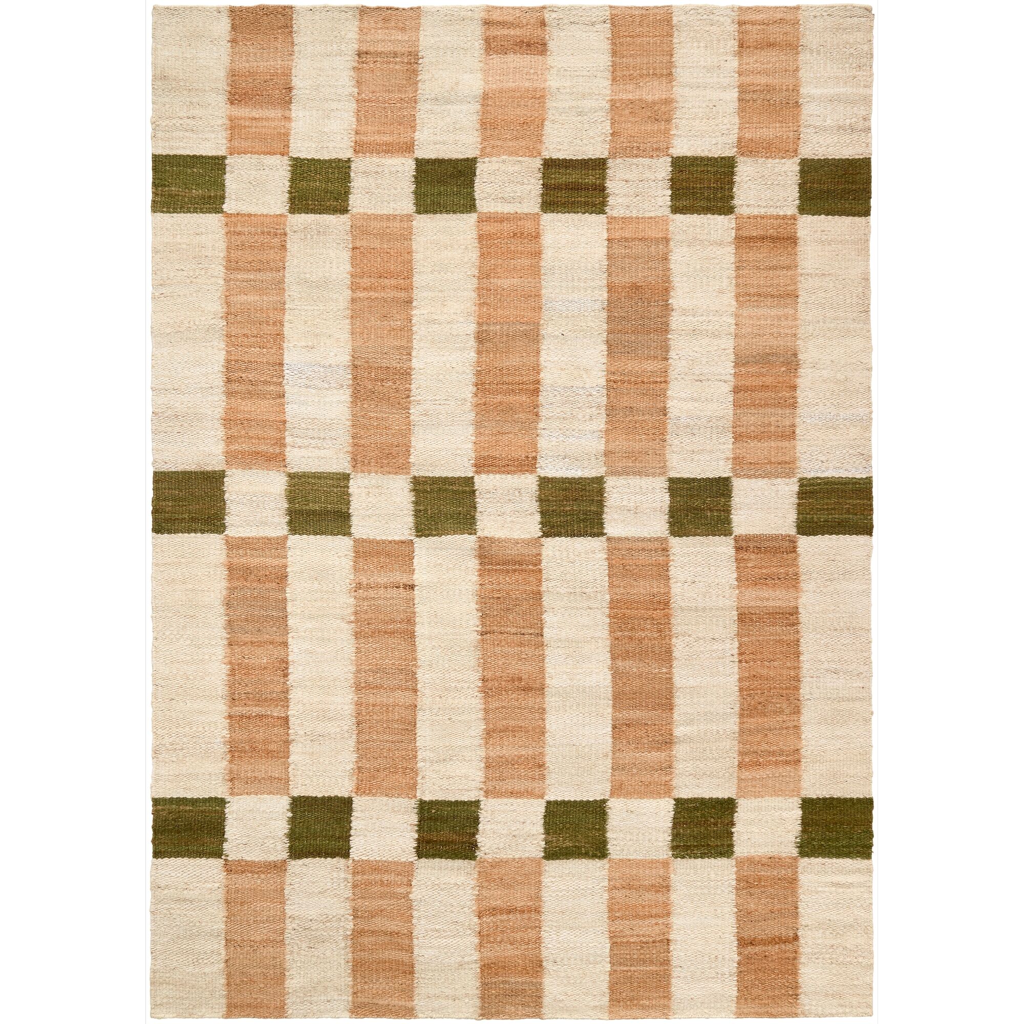 Decotique Checks Gulvteppe 200x300 Natural/Grønn