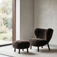 Little Petra VB1 Exclusive Armchair Sheepskin Espresso/Dark Stained Oak Incl. ATD1 Pouf