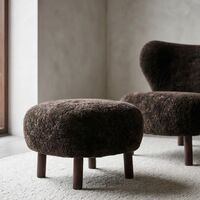 Little Petra VB1 Exclusive Armchair Sheepskin Espresso/Dark Stained Oak Incl. ATD1 Pouf
