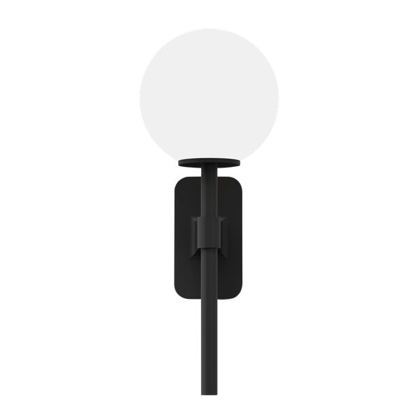 Tacoma Enkel V&auml;gglampa Matt Svart & Lampsk&auml;rm Opal