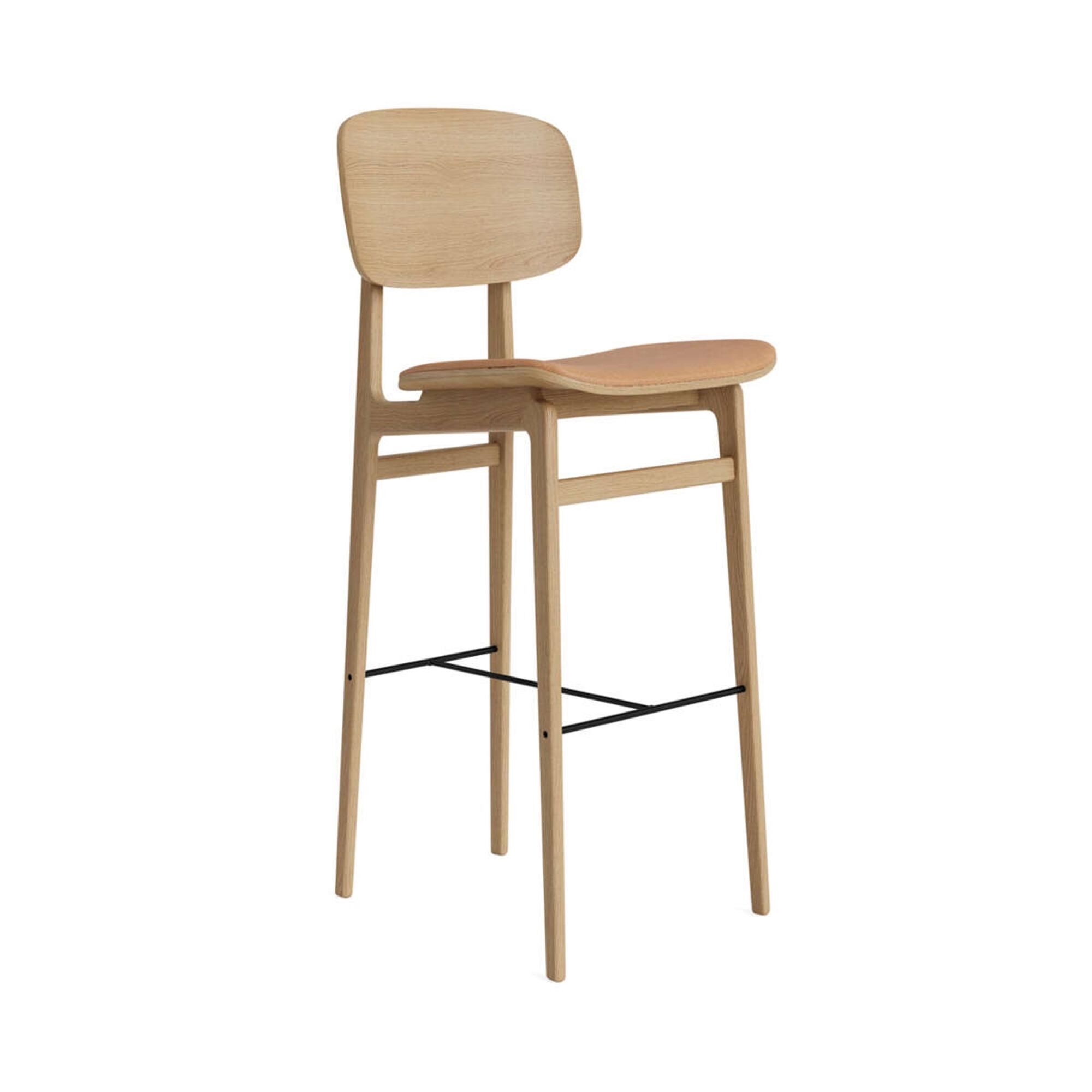 NY11 Barstol Med Polstret Sæde & Ryglæn H75 Natural Eg/Camel 21004