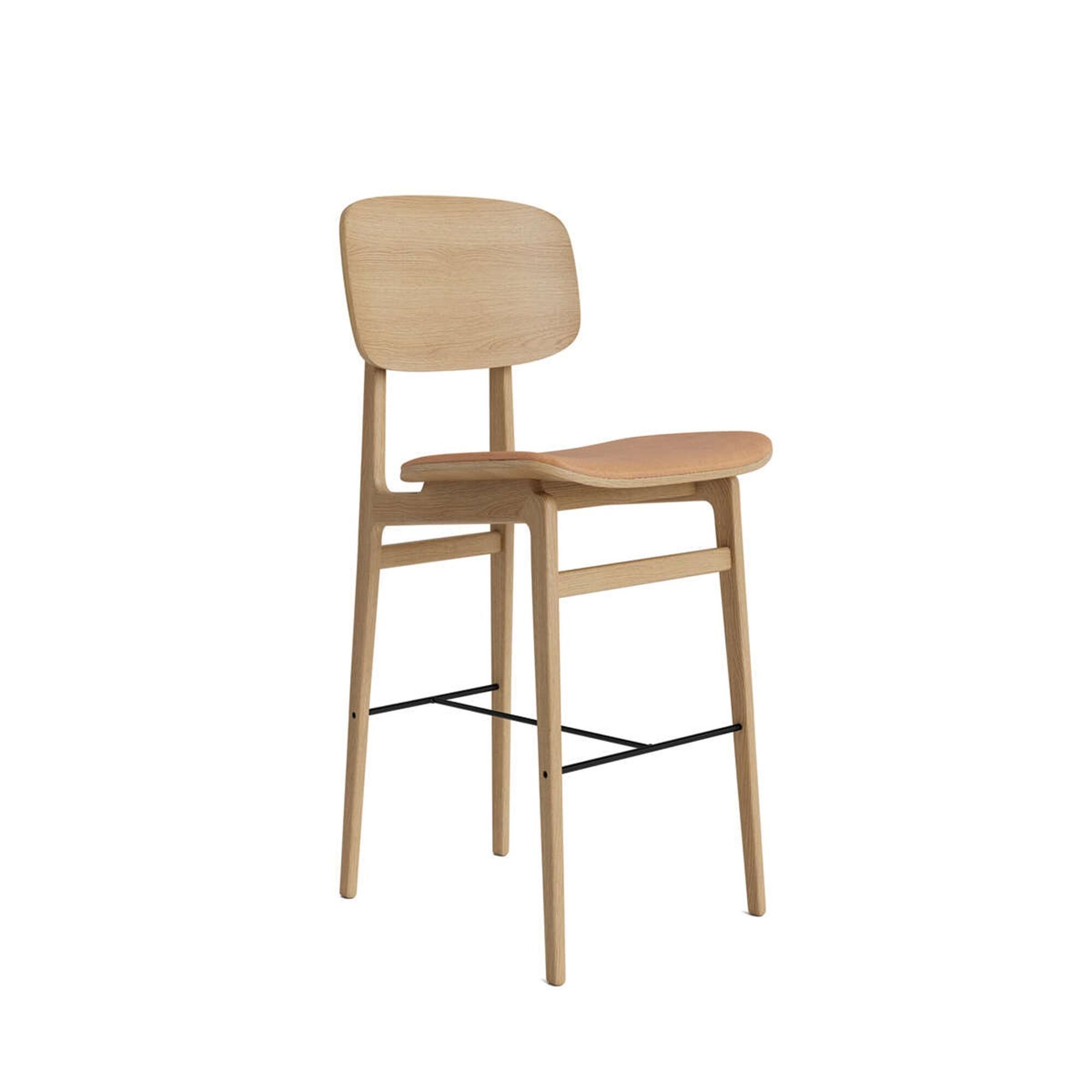NY11 Barstol Med Polstret Sæde & Ryglæn H65 Natural Eg/Camel 21004