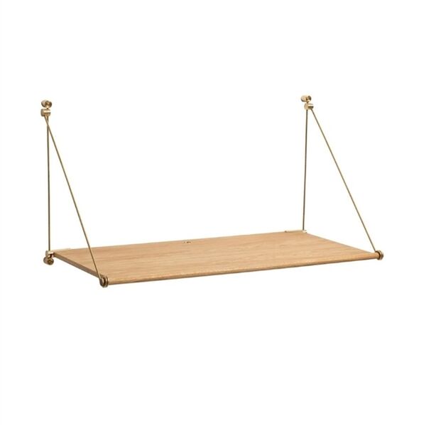 Schreibtische Aus Eiche/ Messing mit Holzschlaufen